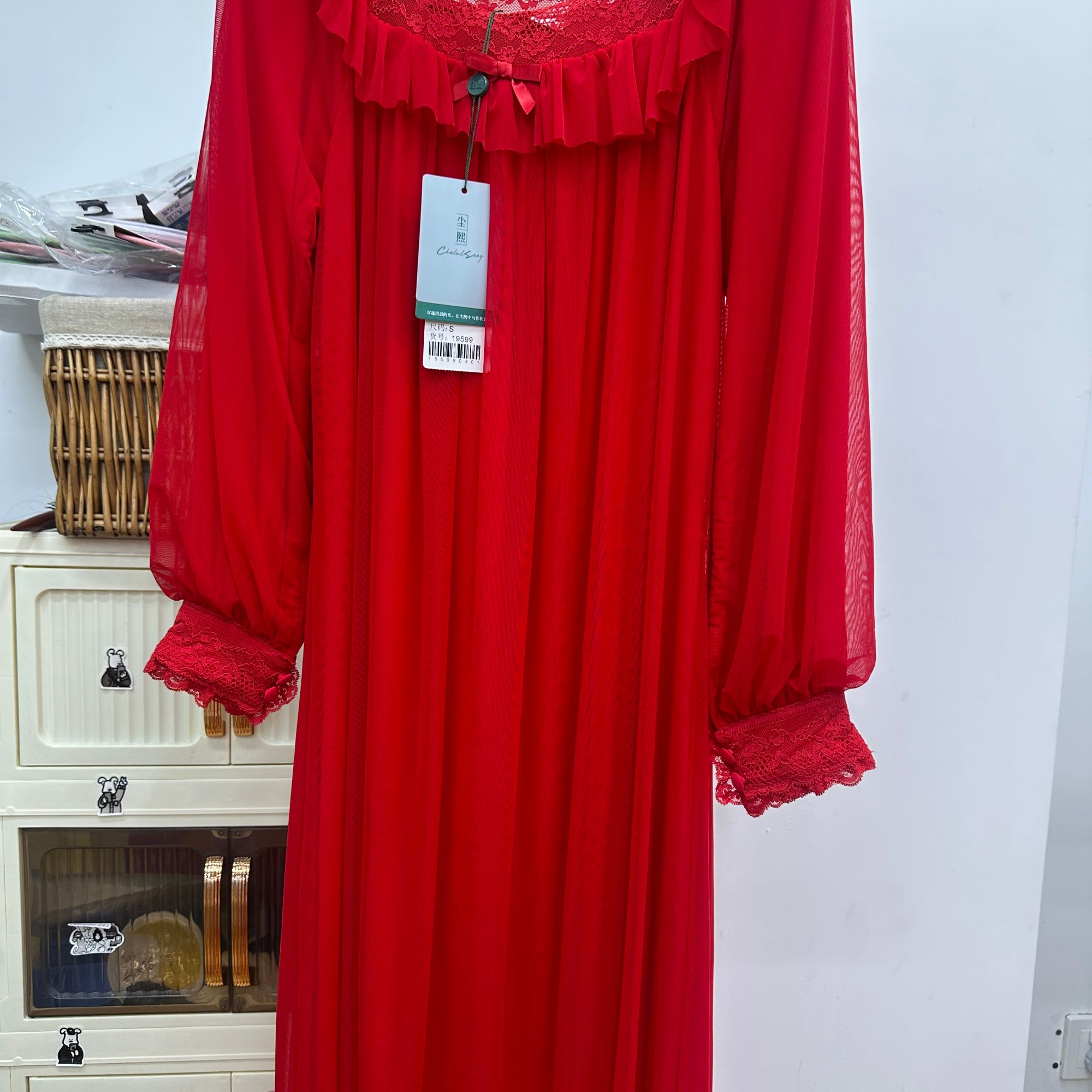 女长袖甜美秋季圆领蕾丝睡裙宽松春秋季宫廷风舒适柔软睡衣19599