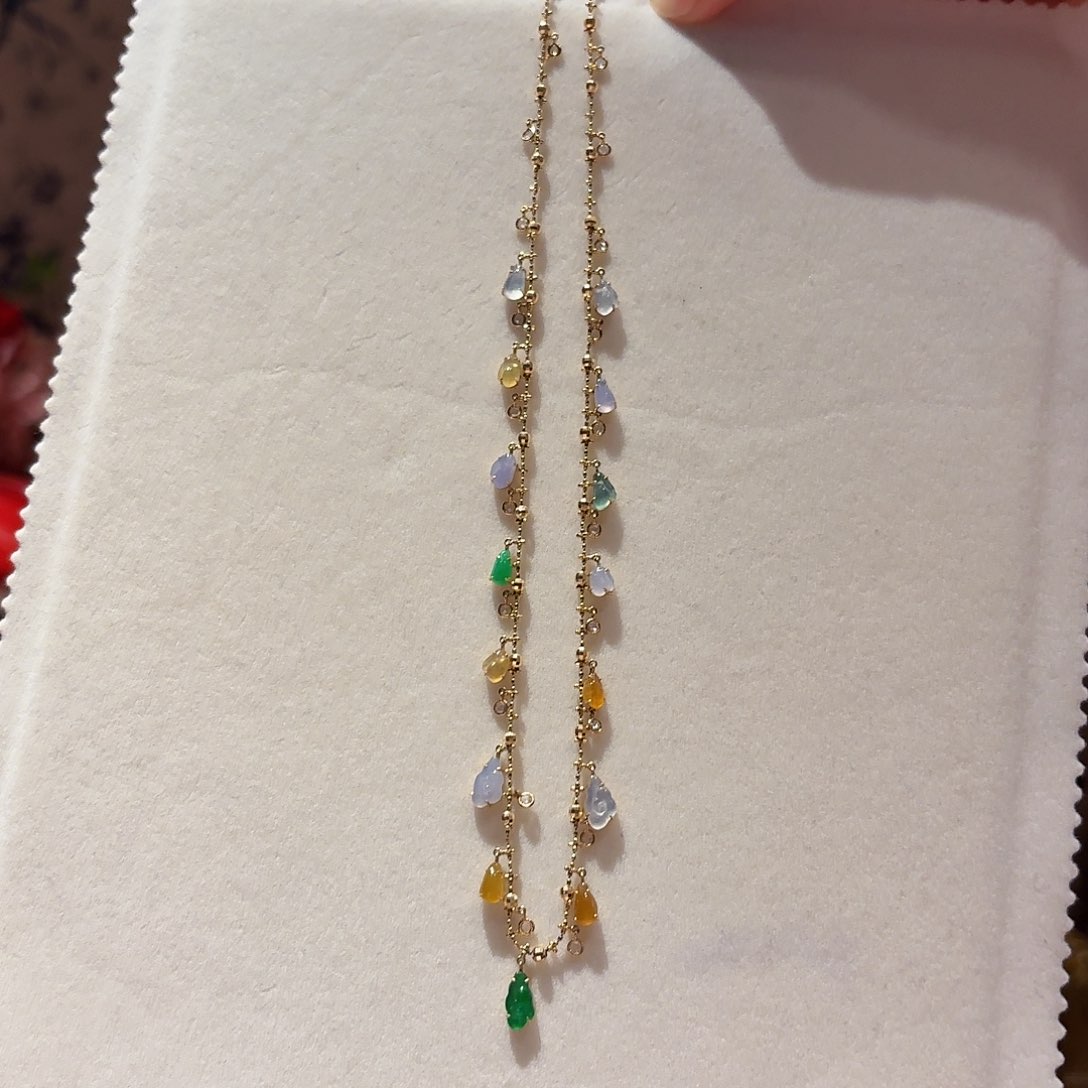 翡翠项链18K金镶嵌颈饰