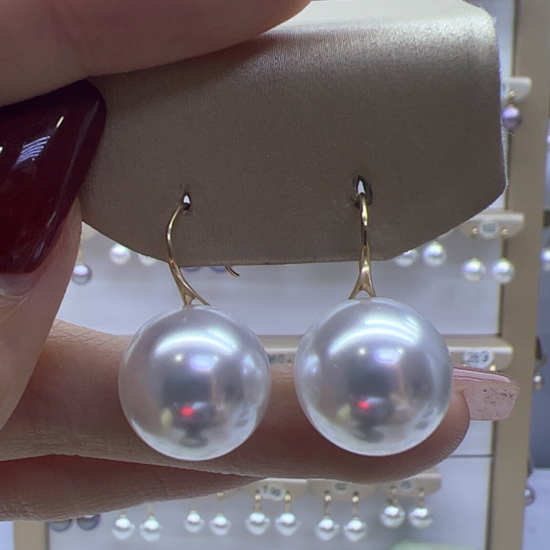 淡水珍珠耳饰18K金镶嵌