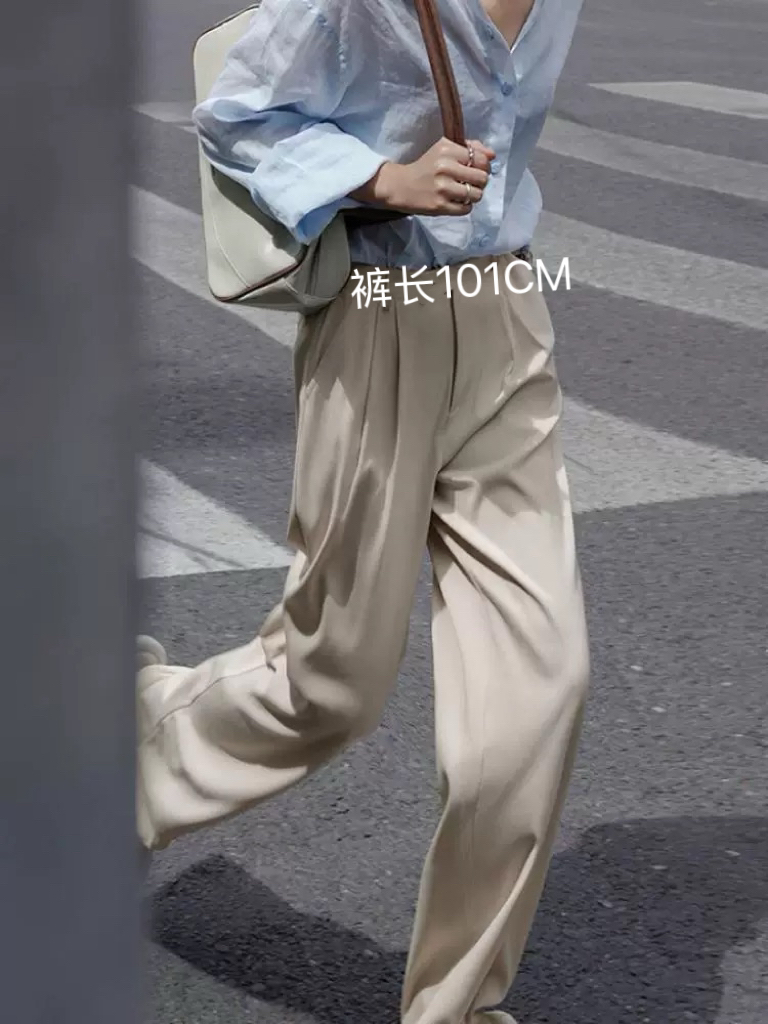 27321韩代购货休闲宽松西裤杏色裤子休闲裤511523裤长101