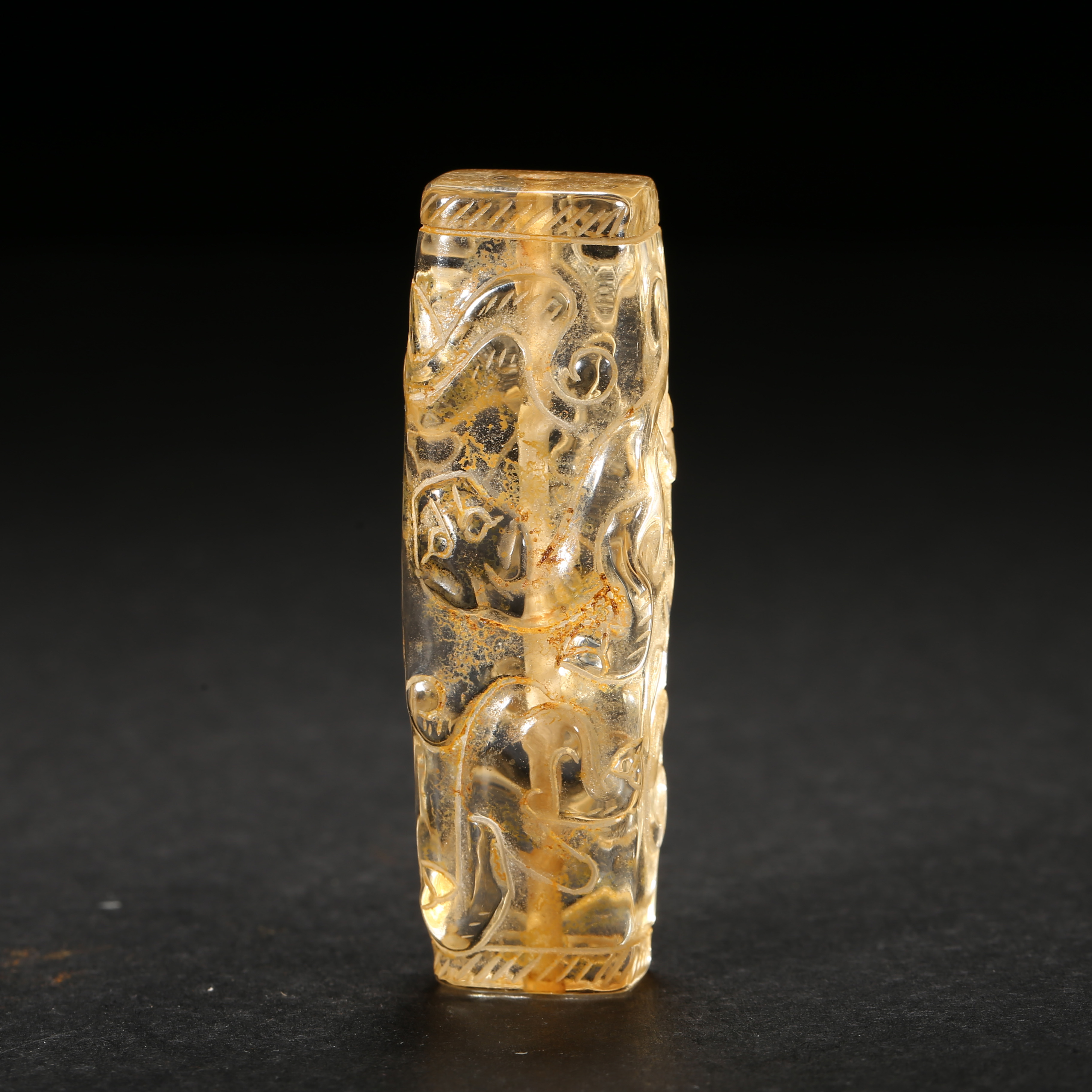 明代*浮雕龙纹水晶勒/01QY0624/水晶【北京文博】