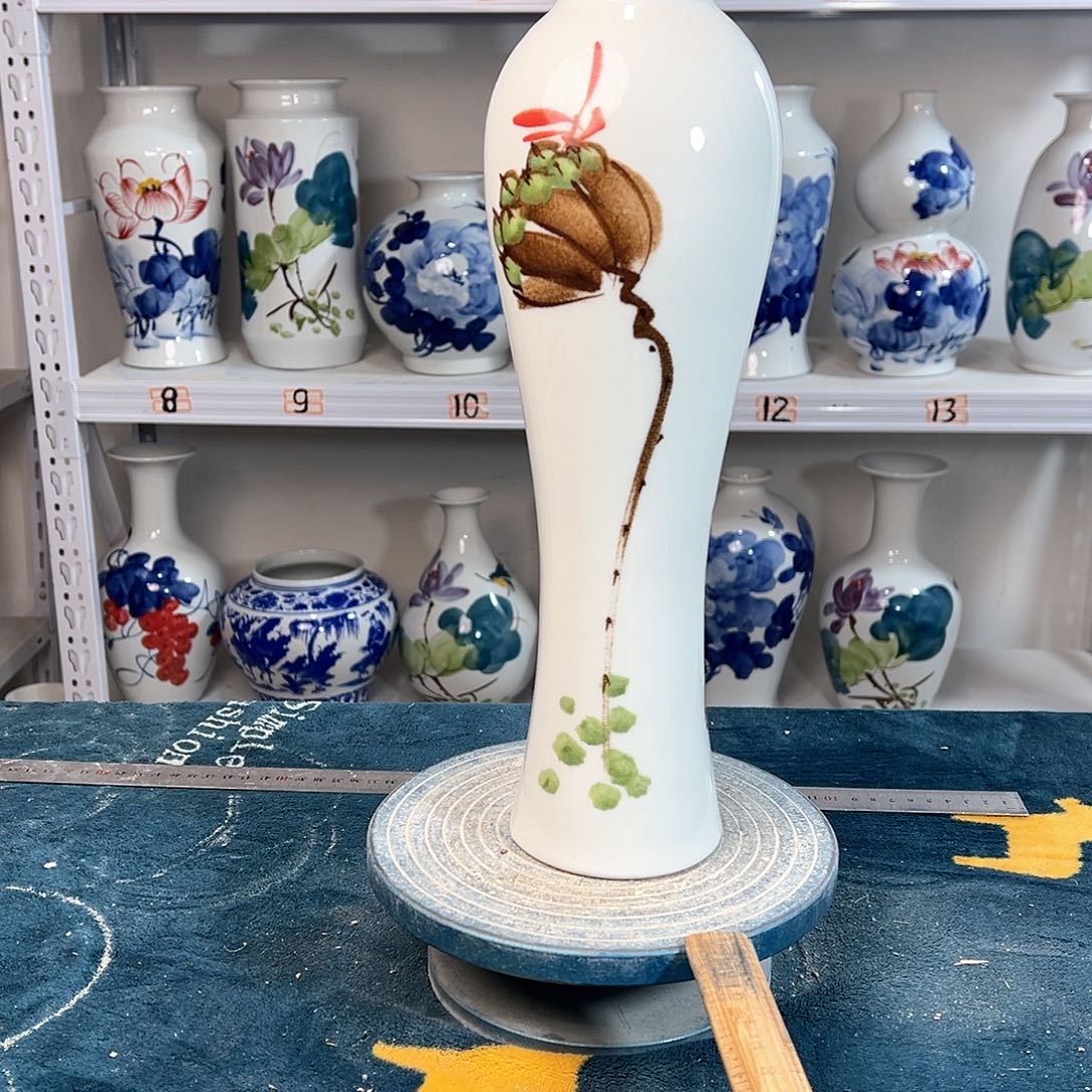 摆件景德镇陶瓷美莲青听