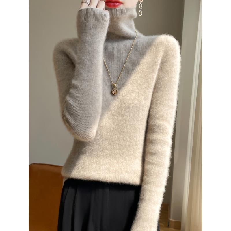 【100%羊毛】一线成衣~秋冬休闲气质百搭抽条高领打底衫L09