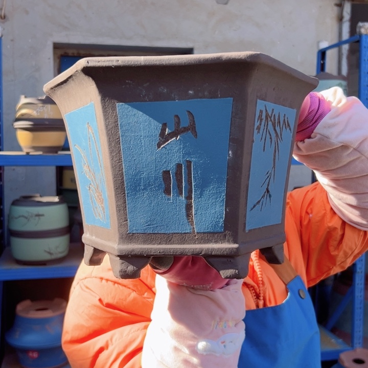 25蓝六方花盆花盆花盆花盆