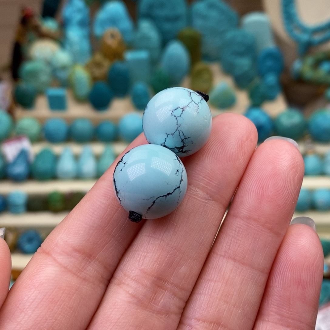 绿松石珠宝奇石未镶嵌15mm