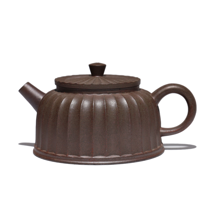 大吉羊柴烧 宜兴紫砂壶茶壶茶具 原矿本山绿泥筋纹井栏240ml何成