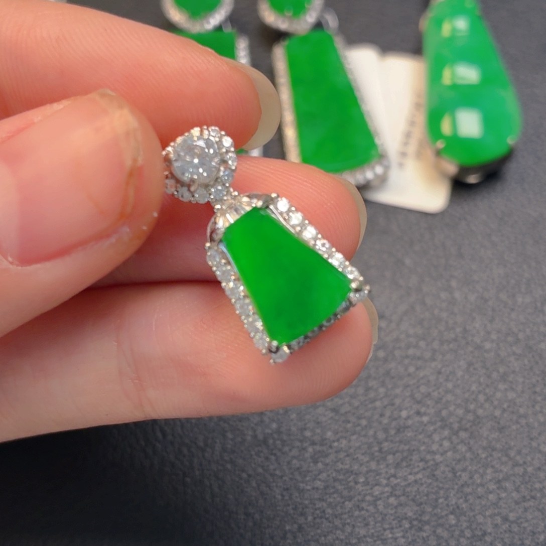 翡翠银S925镶嵌吊坠(不含链)