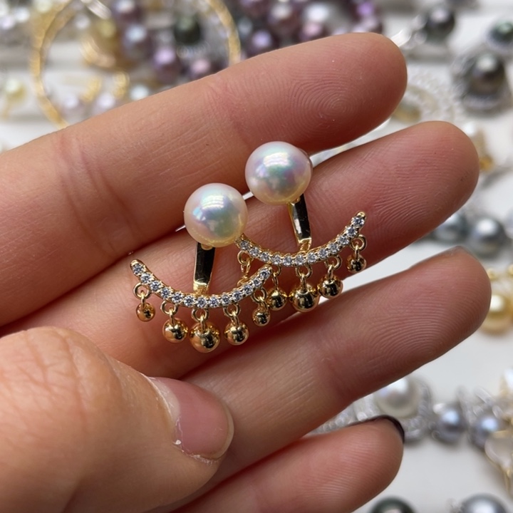 海水珍珠耳饰银S925镶嵌