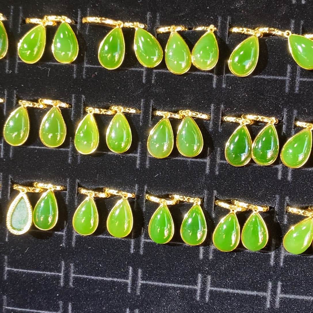 和田玉银S925镶嵌耳饰多样性发货 拍一发一