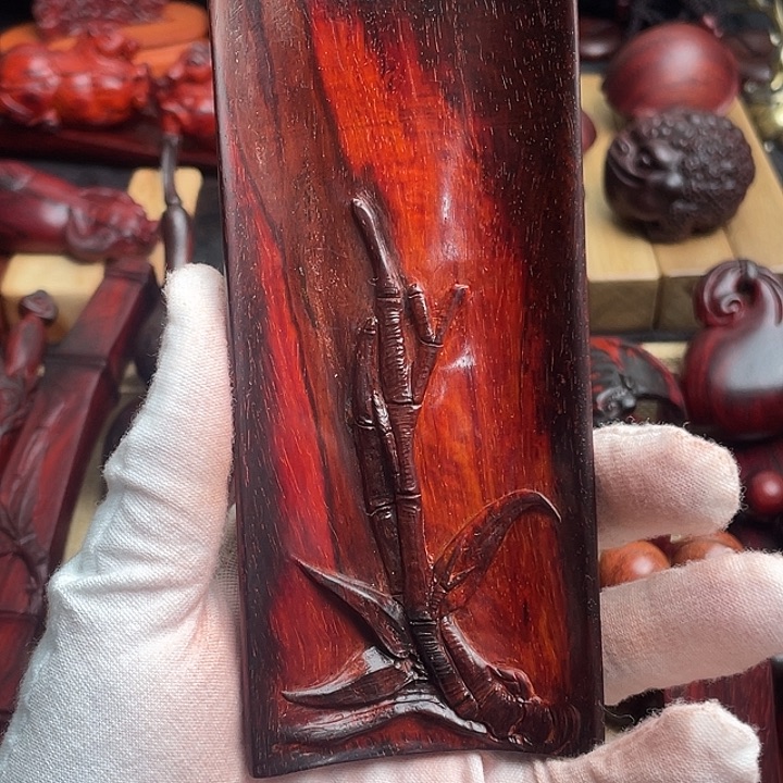木质类檀香紫檀茶则金星老料手工雕刻