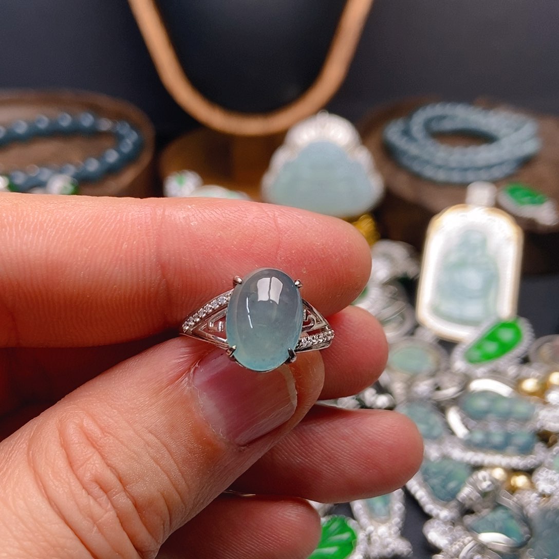 翡翠戒指银S925镶嵌773吊坠