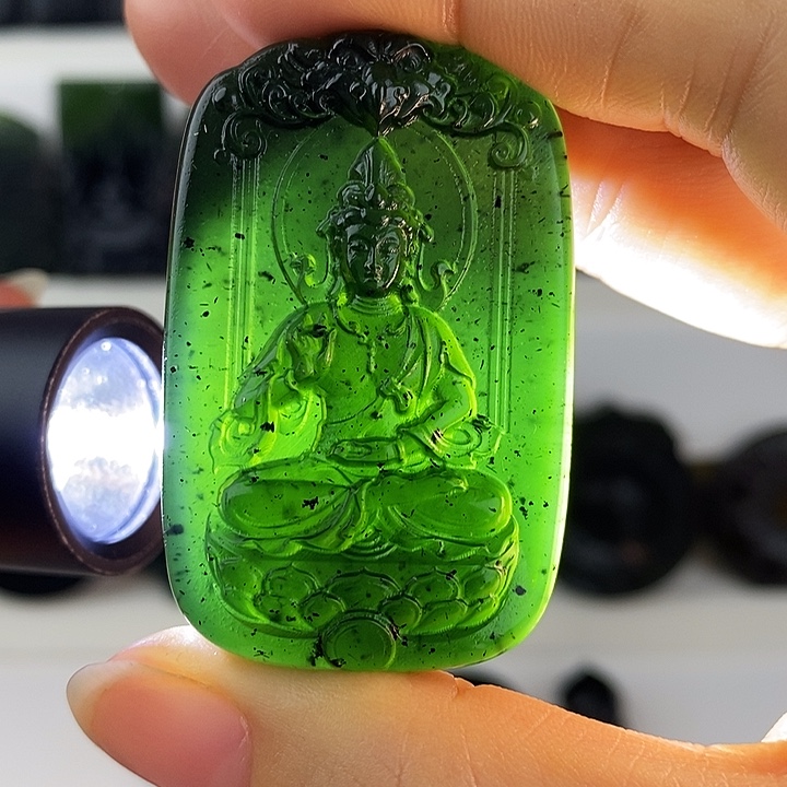 蛇纹石玉未镶嵌观世音菩萨