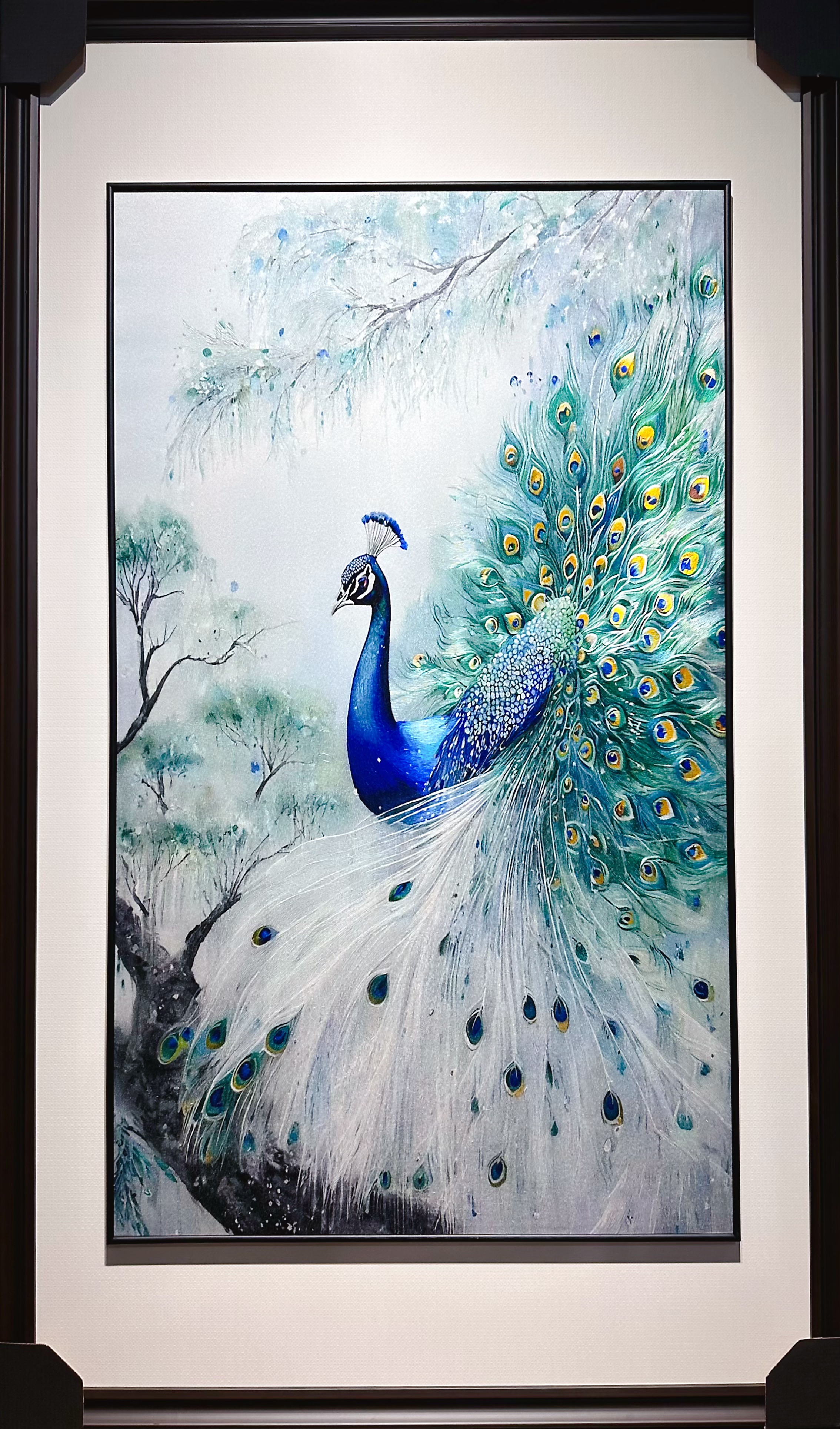 【翠枝栖鸾】纯手工刺绣苏绣名画高档玄关走廊新中式画芯60*100cm