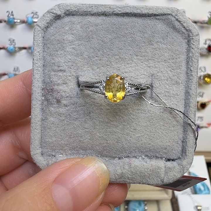 戒指烟晶银S925镶嵌