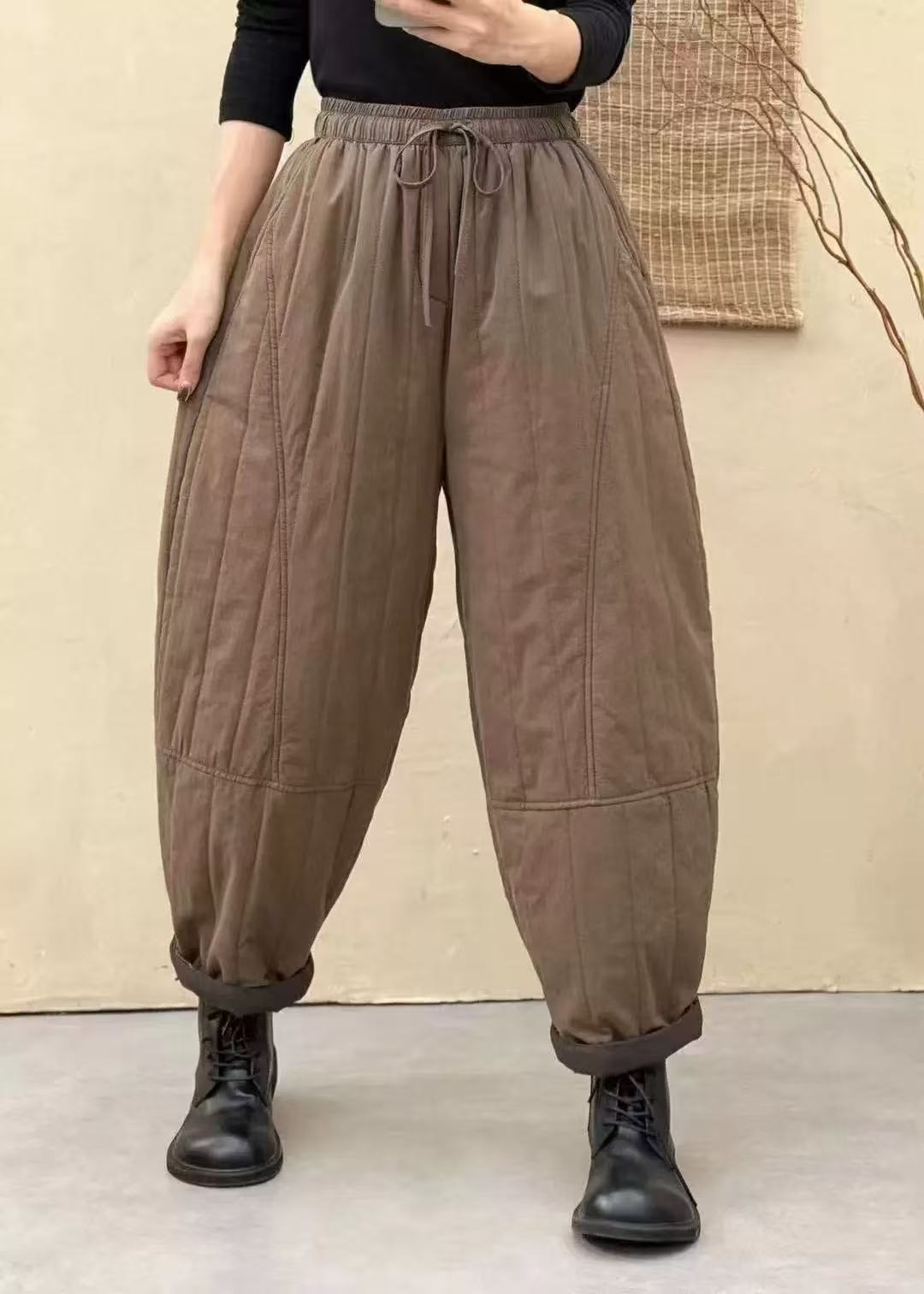 2025冬季新款休闲宽松显瘦复古夹棉保暖外穿哈伦棉裤128Z