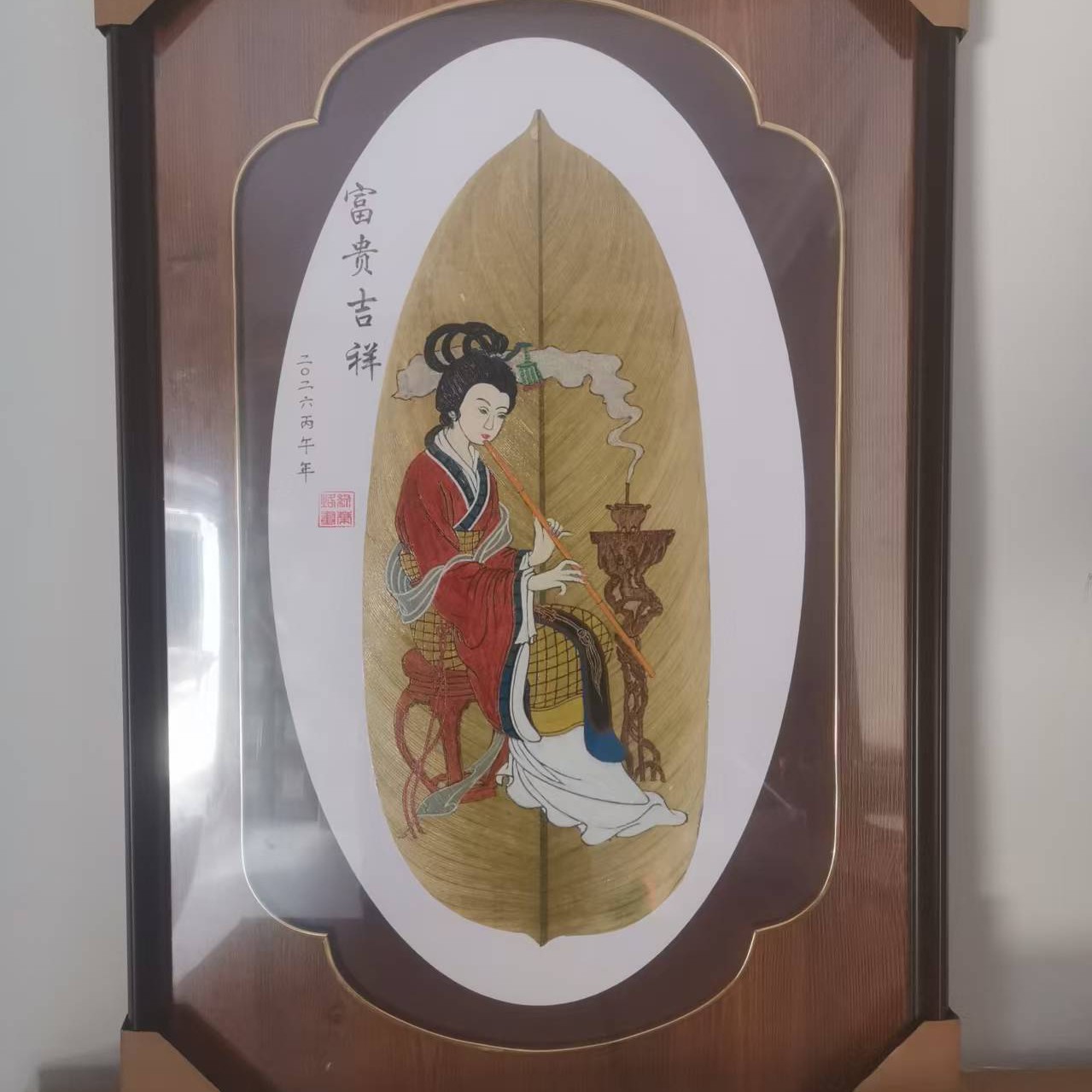 手工叶子刻画像客厅卧室装饰摆画