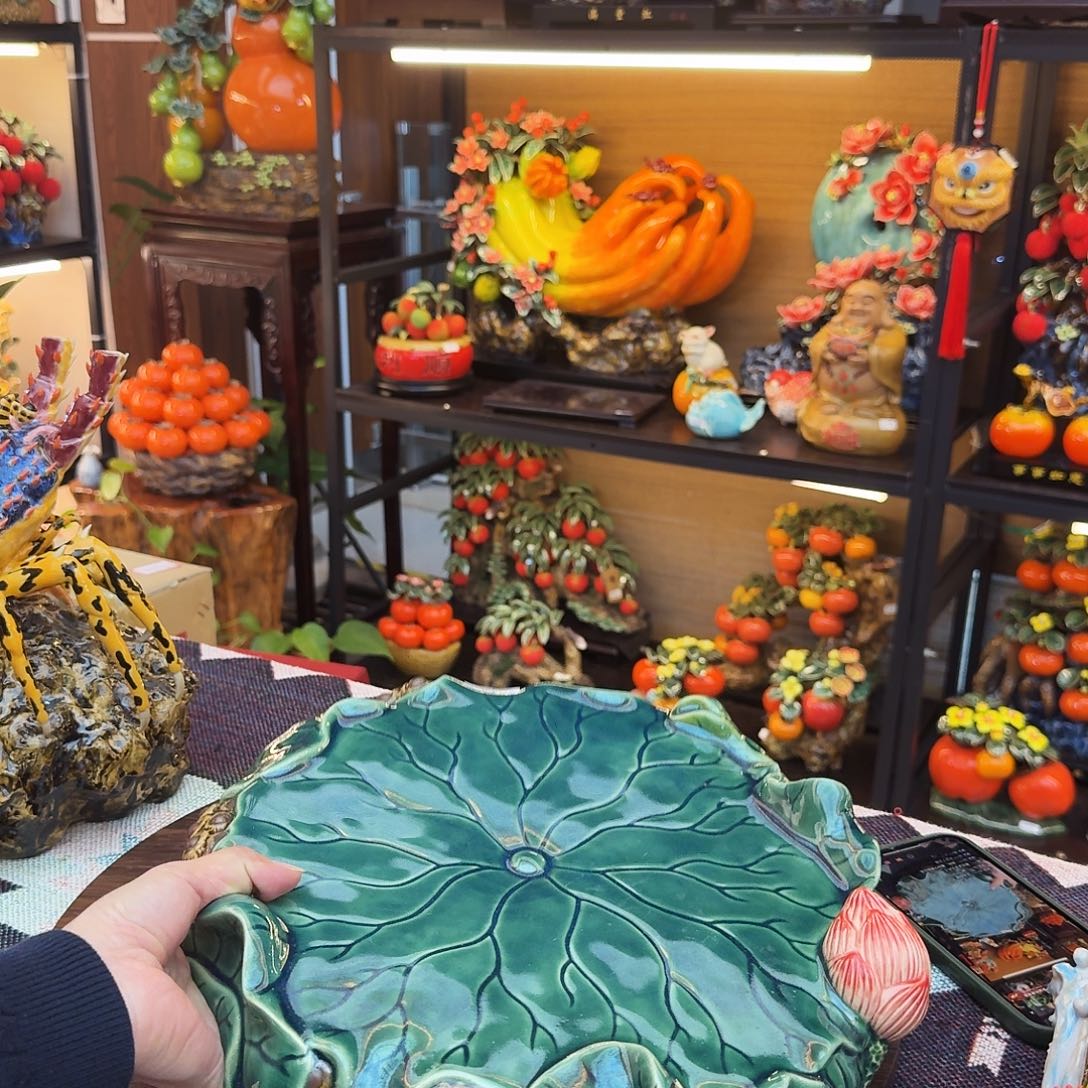 龍***五陶瓷32直径荷叶茶盘精品