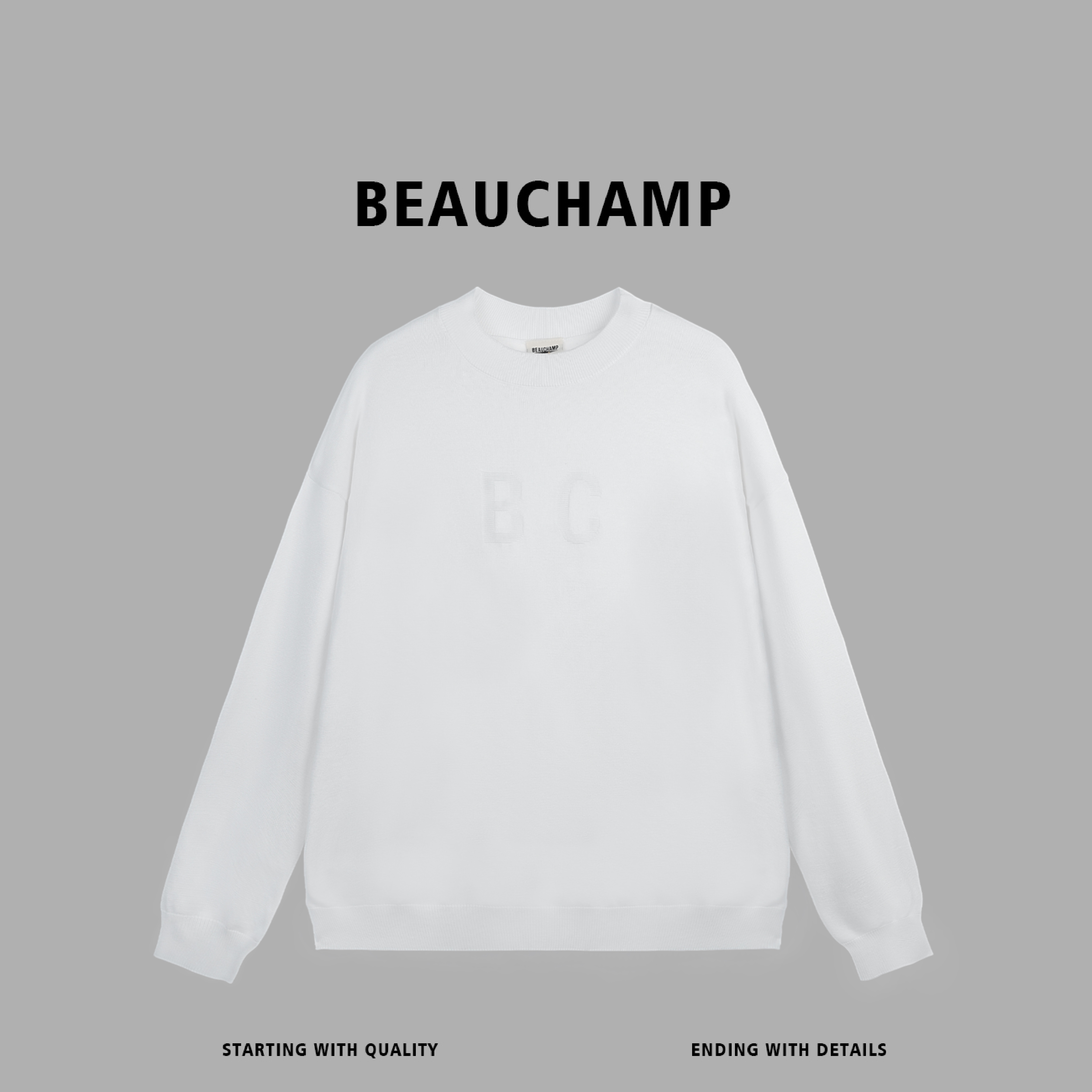 Beau champ品牌 男款基础款秋冬保暖圆领插肩纯色打底毛衣 7005#