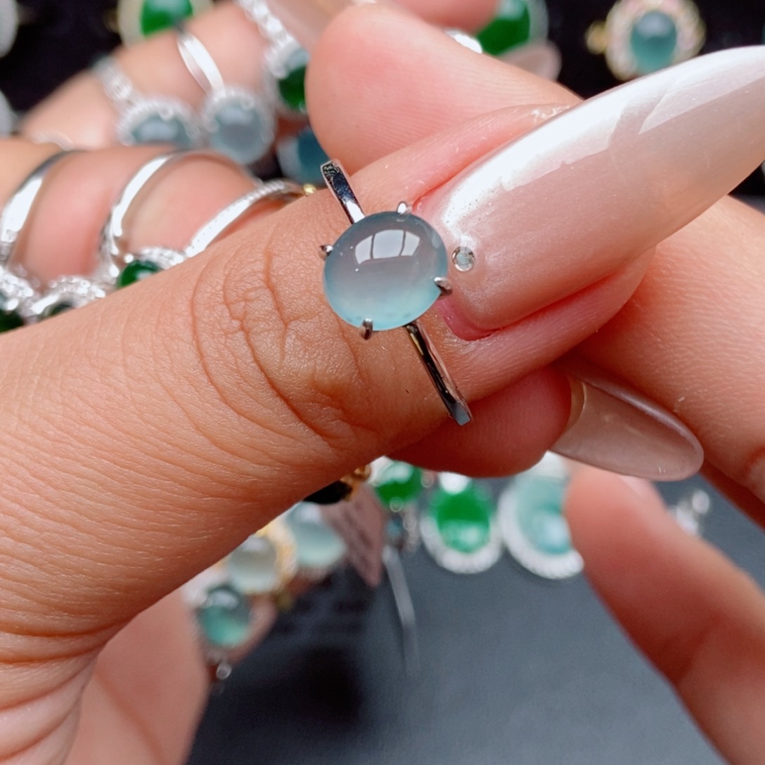 翡翠戒指银S925镶嵌85584