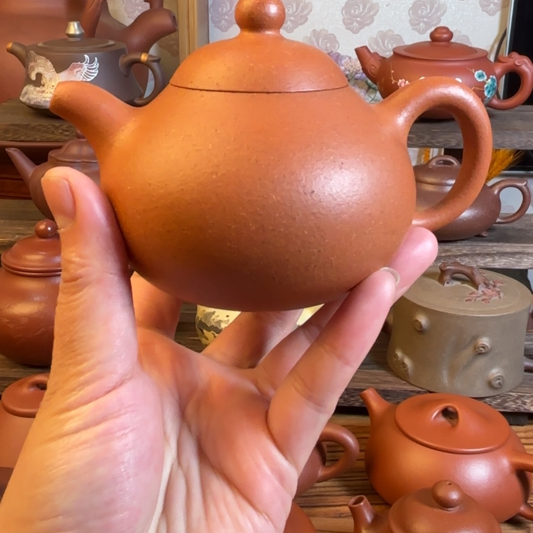 紫砂茶壶半手工红将坡文旦180cc