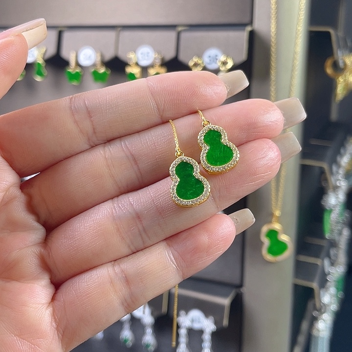 快***3翡翠银S925镶嵌颈饰缅甸A货