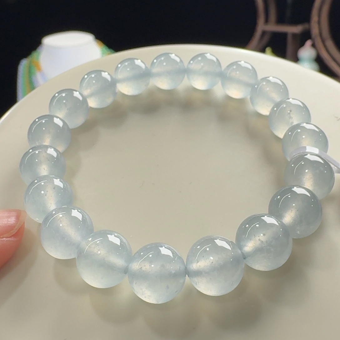 翡翠未镶嵌手链高冰蓝钢单圈卡10mm