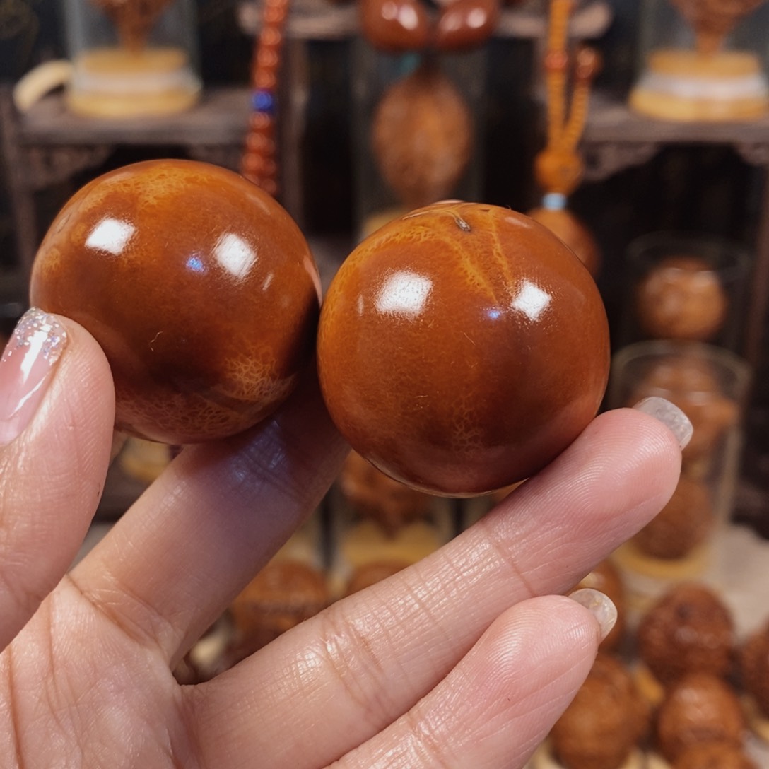 橄榄核吊坠简**单光珠一对346633