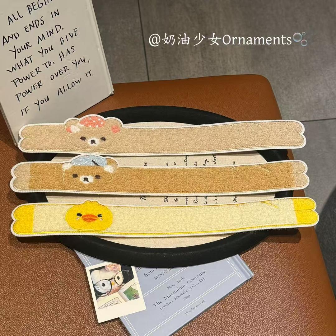 可爱长条轻松熊小鸡碎发贴洗脸刘海贴丸子头两用发箍甜美可爱发饰