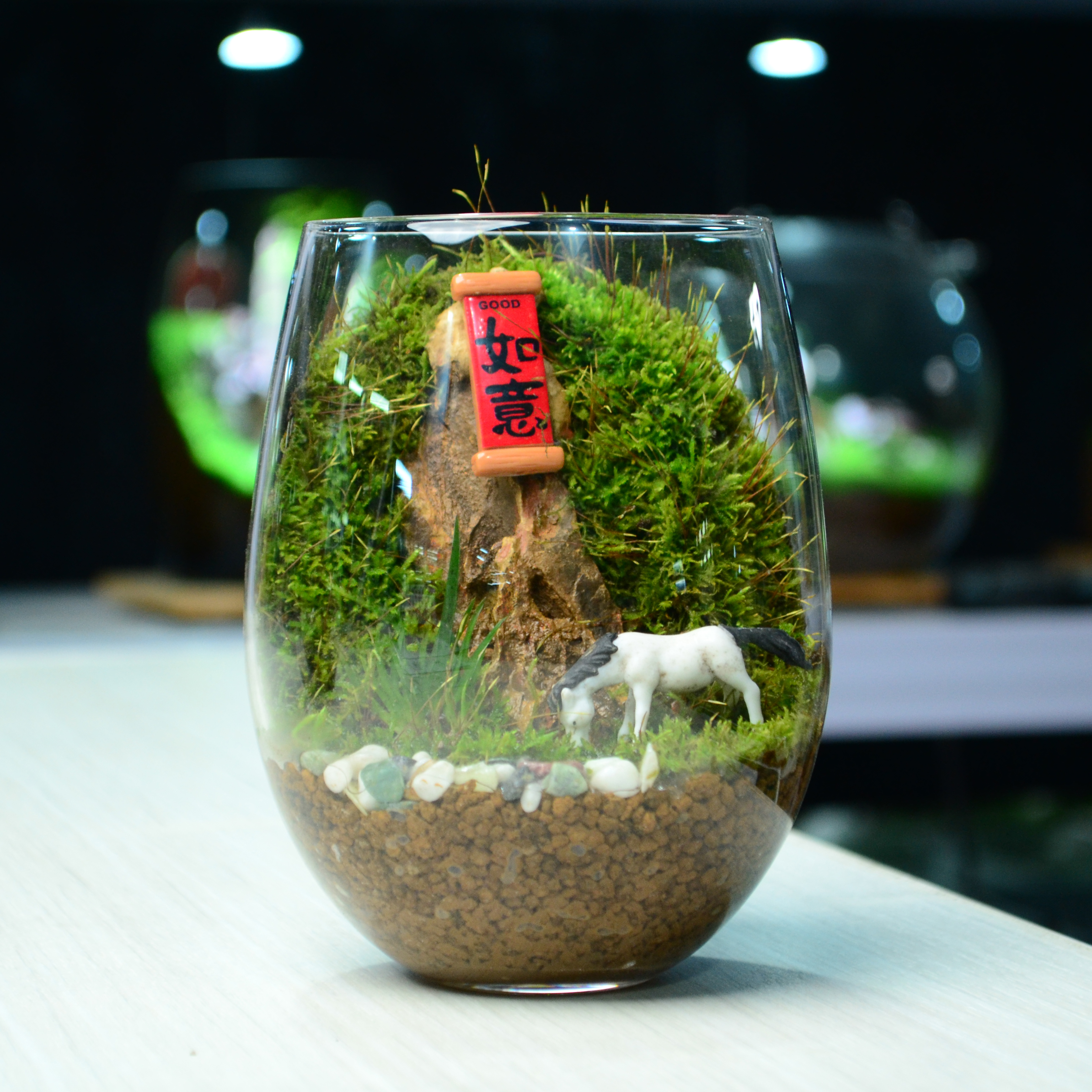 D1【马韵悠然】微景观杯带玩偶小马苔藓景观减压舒缓视力书桌好物