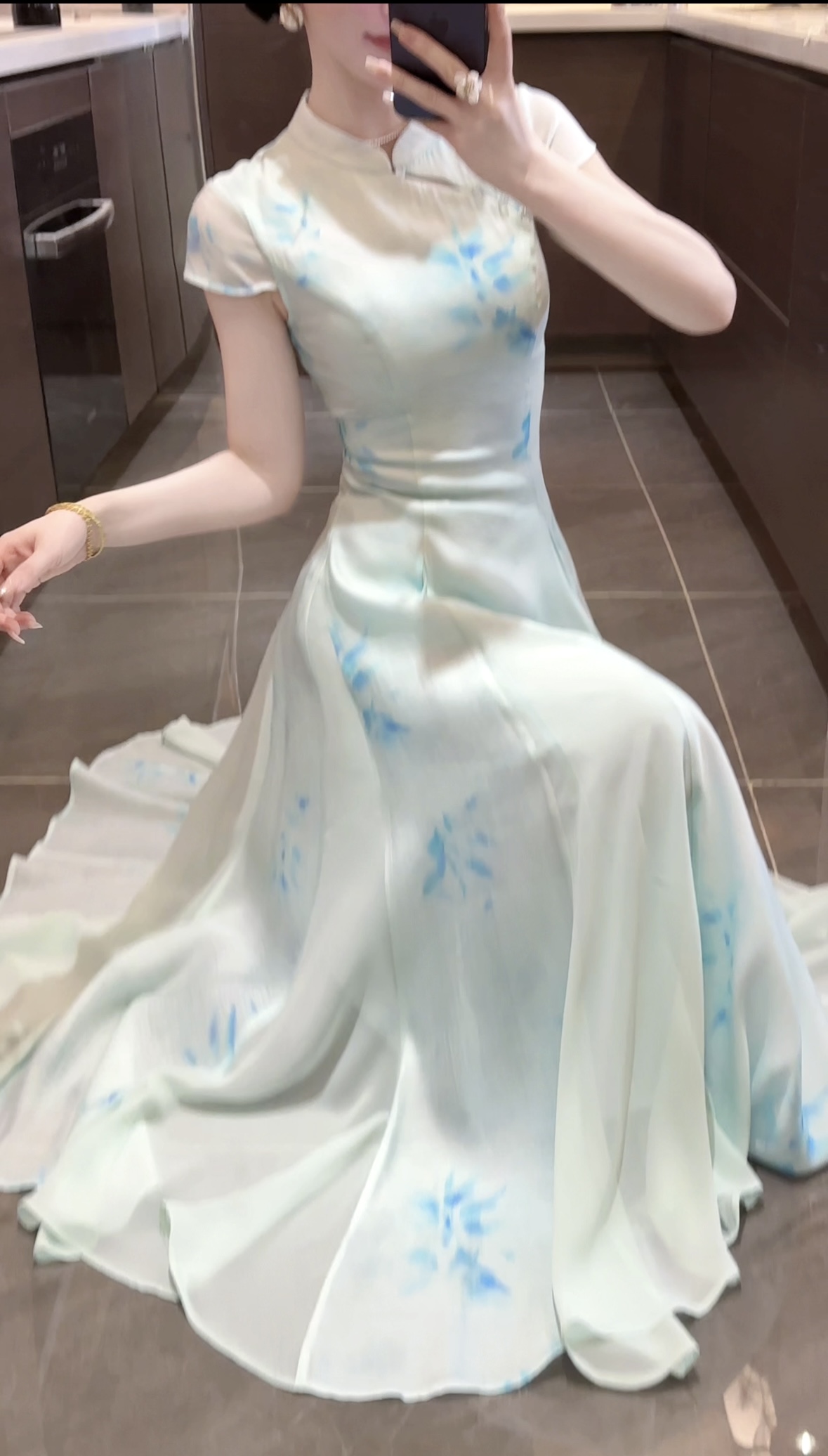 【周粥】【水墨丹青】新款印花连衣裙旗袍上衣JJC5LYQ2089JJC5LYQ2494