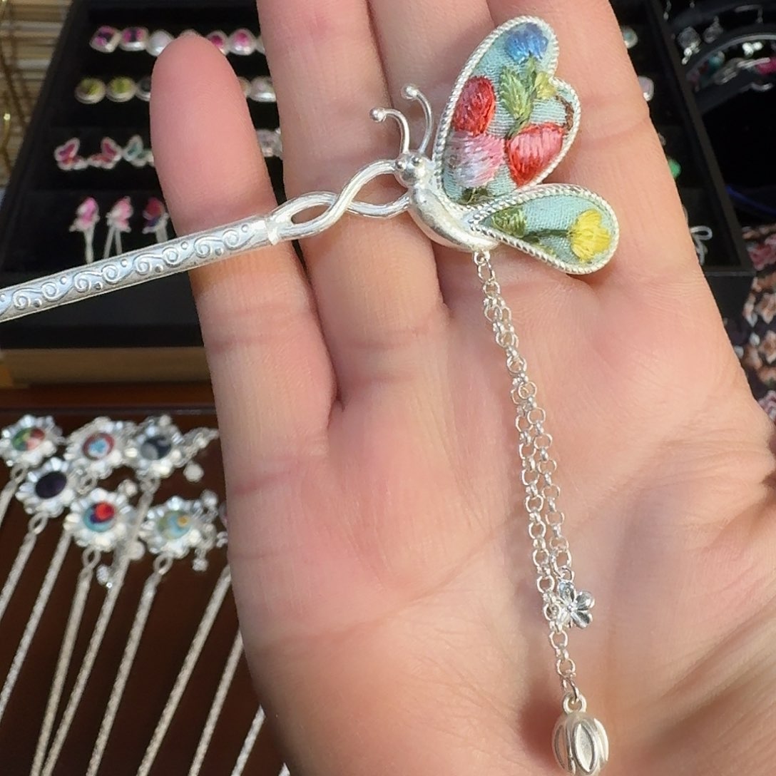 刺绣民族风刺绣老绣发簪