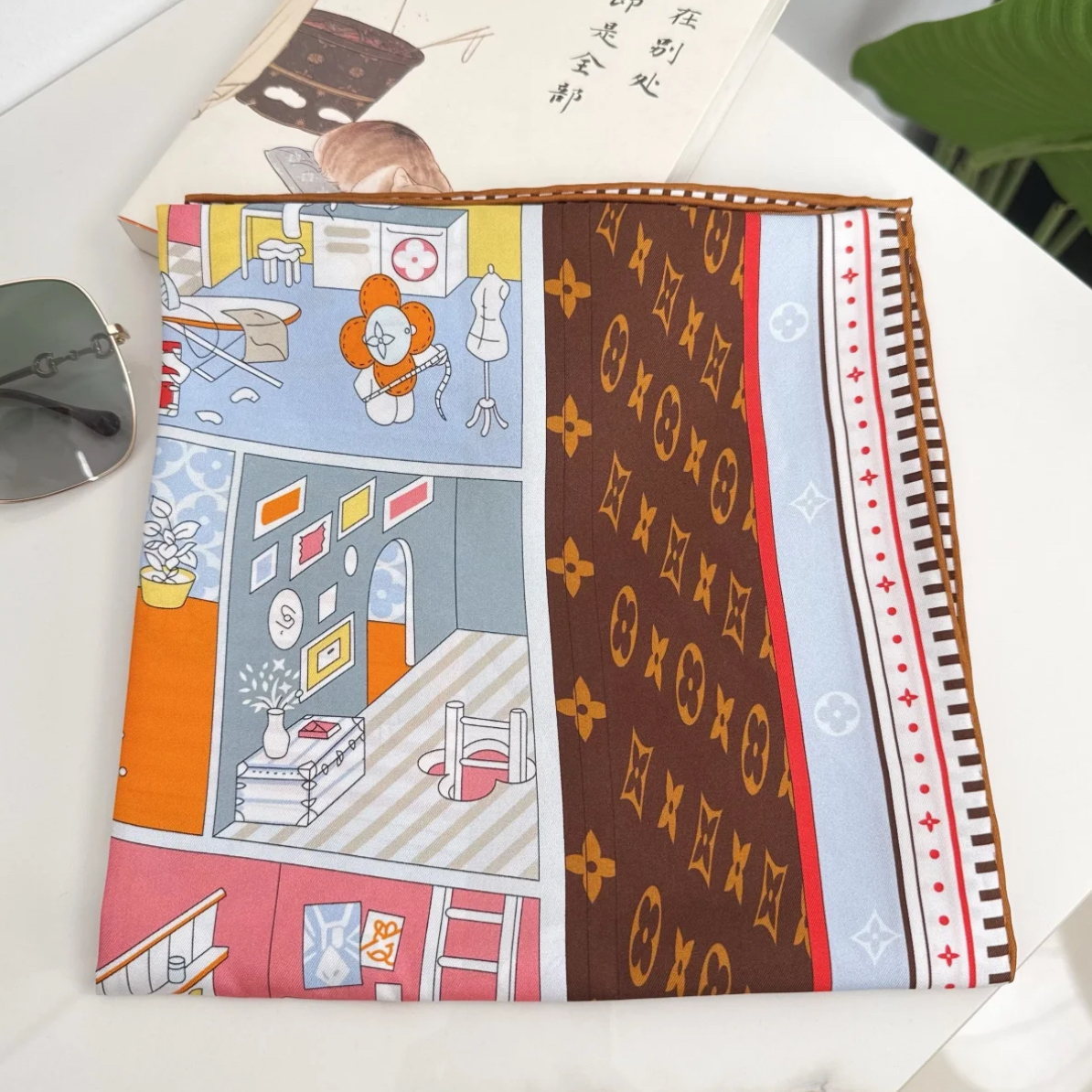 99新 LouisVuitton/路易威登 微微安之家方巾90x90