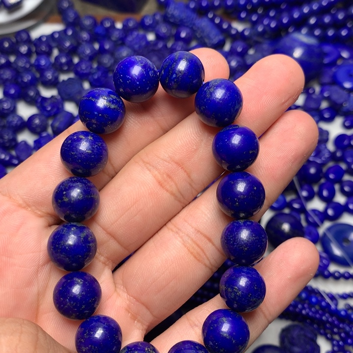 青金石未镶嵌12mm圆珠手串