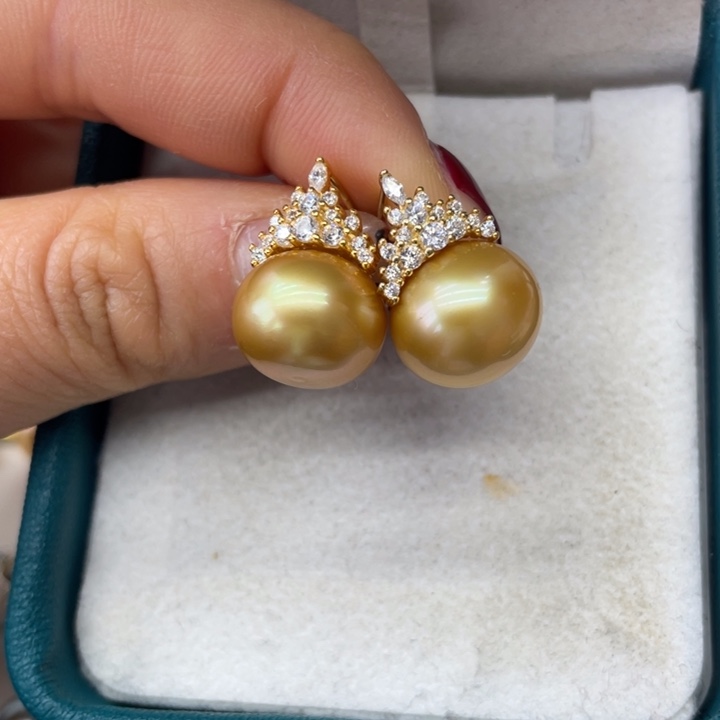 海水珍珠耳饰银S925镶嵌