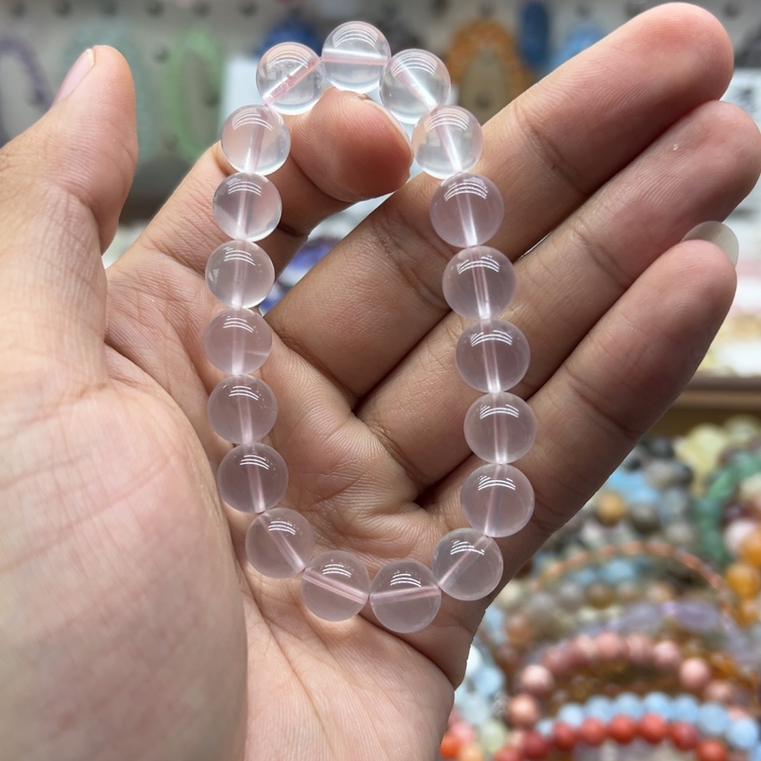 未镶嵌手链水晶10.5咪透体六芒星粉水