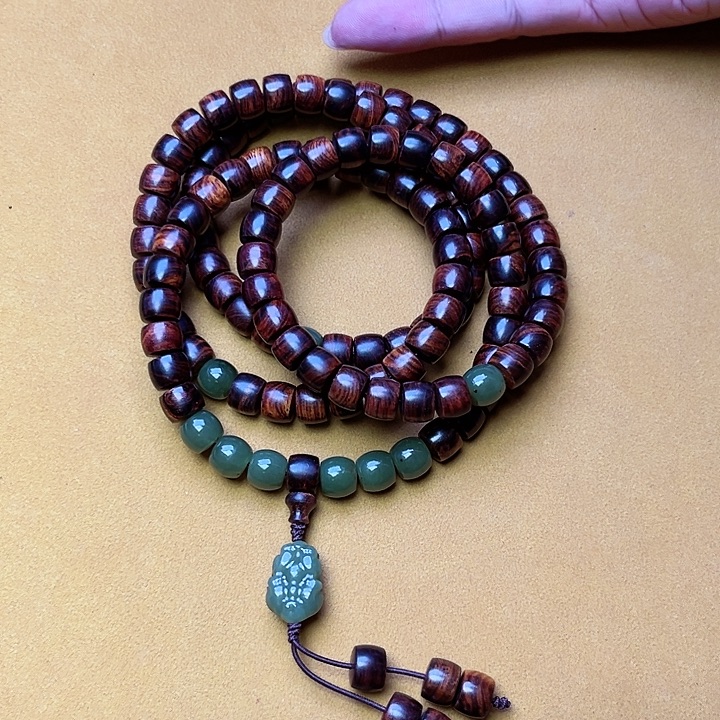 黄花梨/降香黄檀手串/手链7*9*108油梨老料配貔貅