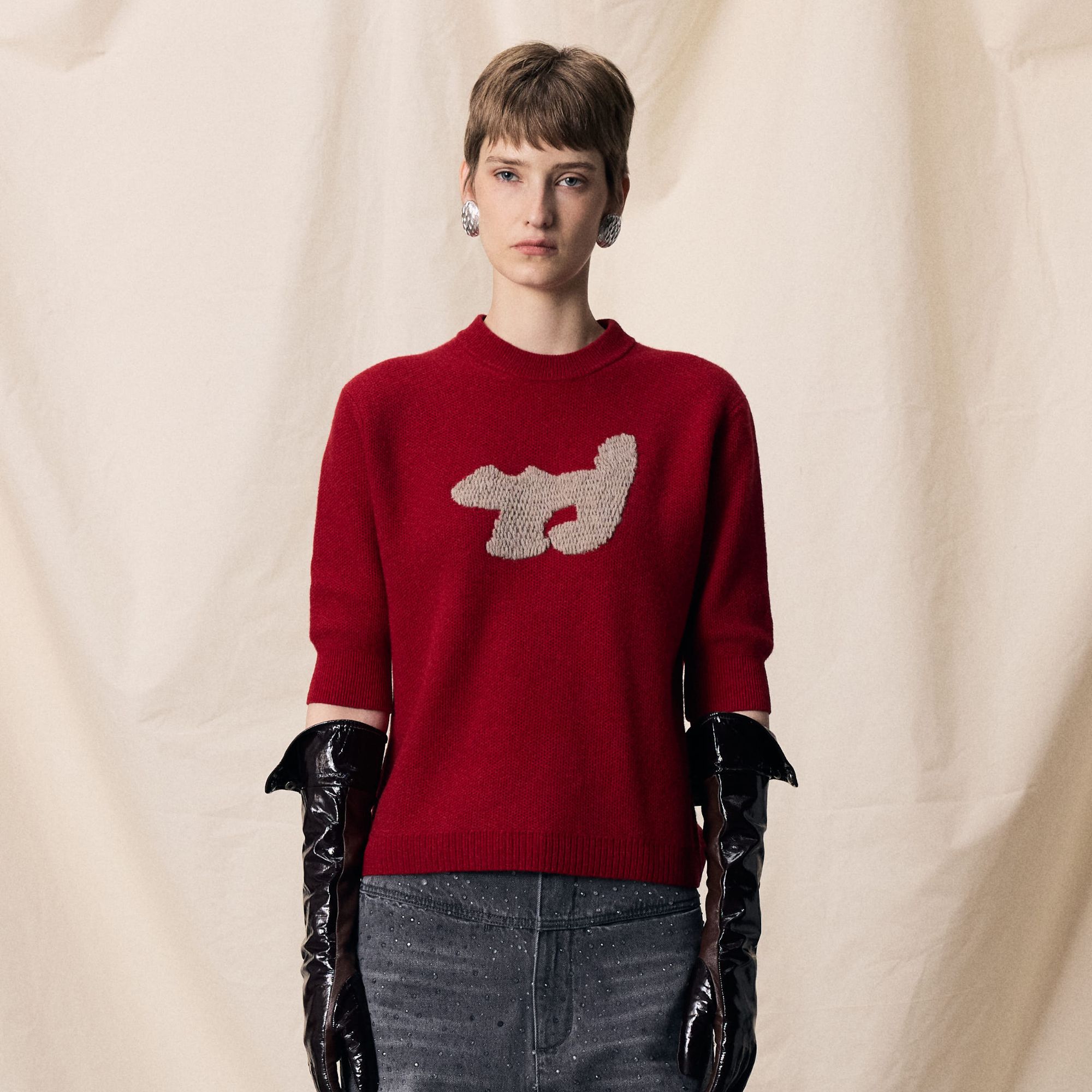 【顾文婷推荐】YOUWEI有尾25 猫主题提织短袖毛衣 Y2125410