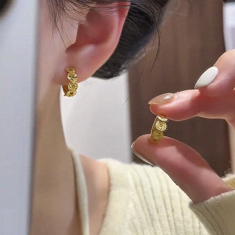 铜合金耳饰 金属耳圈设计女爆款独特轻奢高级感气质大气耳饰1438