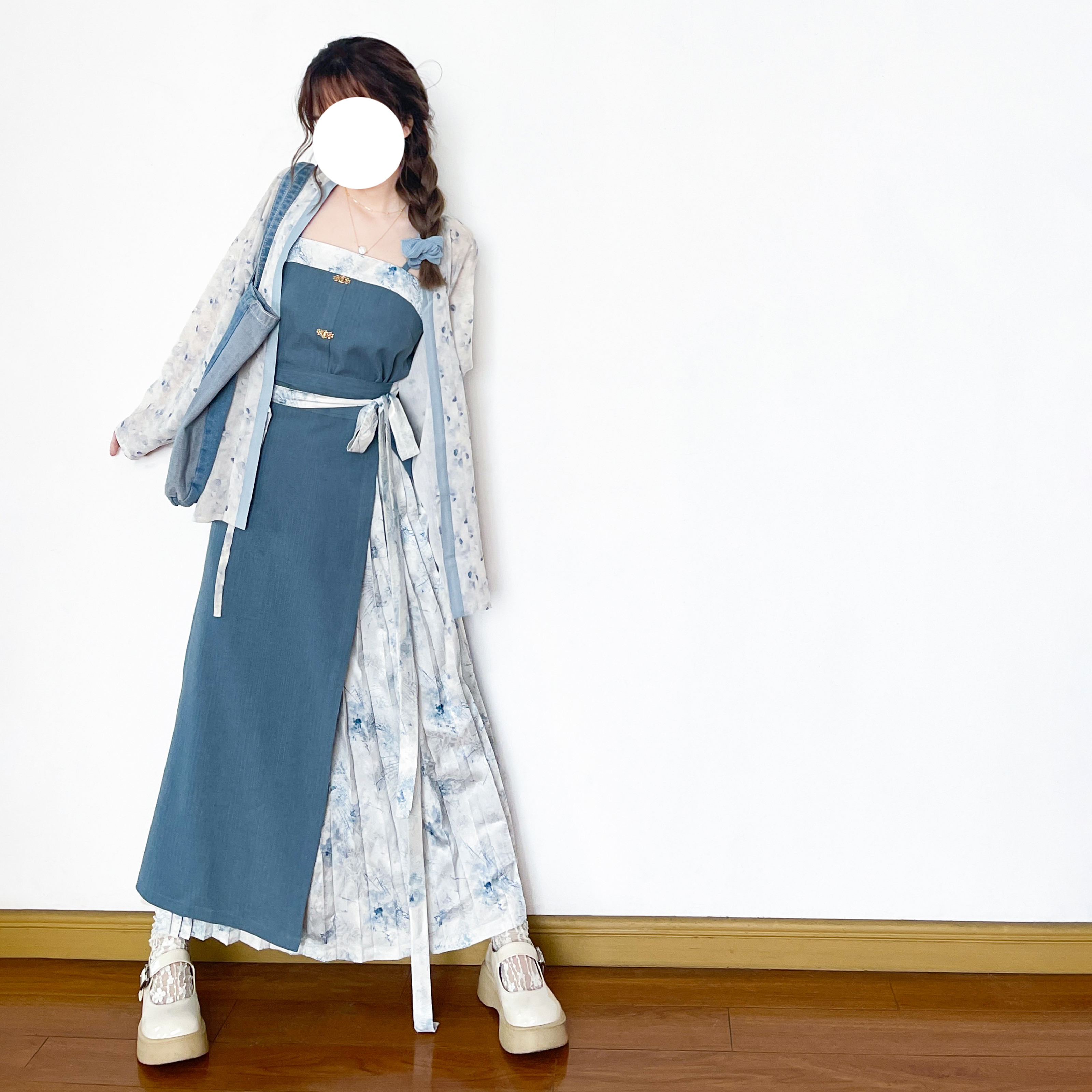 花朝记｜ALL BLUE Re｜宋制汉服汉元素飞机袖两片裙主腰文艺日常