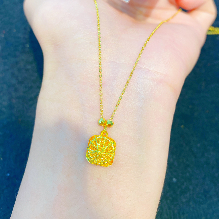 足金套链：方糖项链 