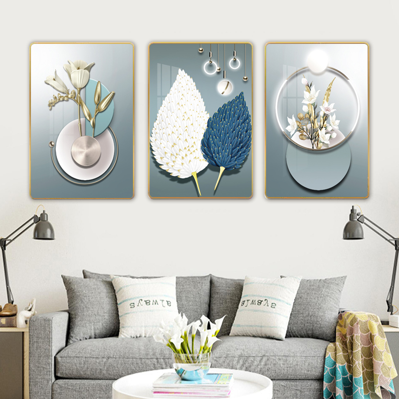 S002轻奢大气沙发背景墙挂画客厅装饰画简约现代三联画高档壁画