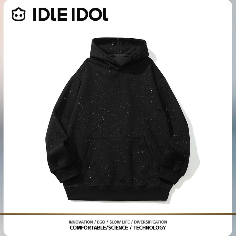 IDLE IDOL百搭黑色轻奢潮流休闲时尚宽松满天星长袖连帽情侣卫衣