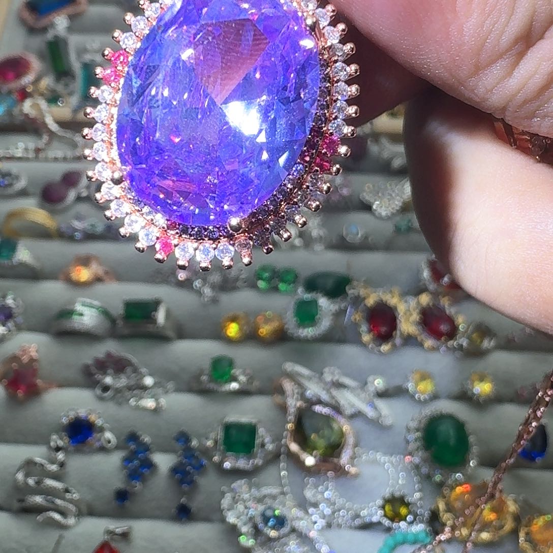 绿水晶戒指银S925镶嵌