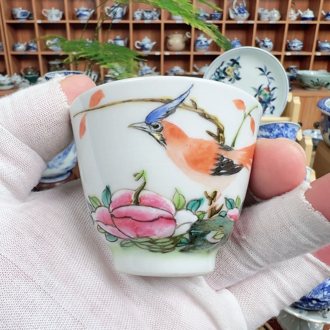 柴窑茶具茶杯茶壶金鸡起舞