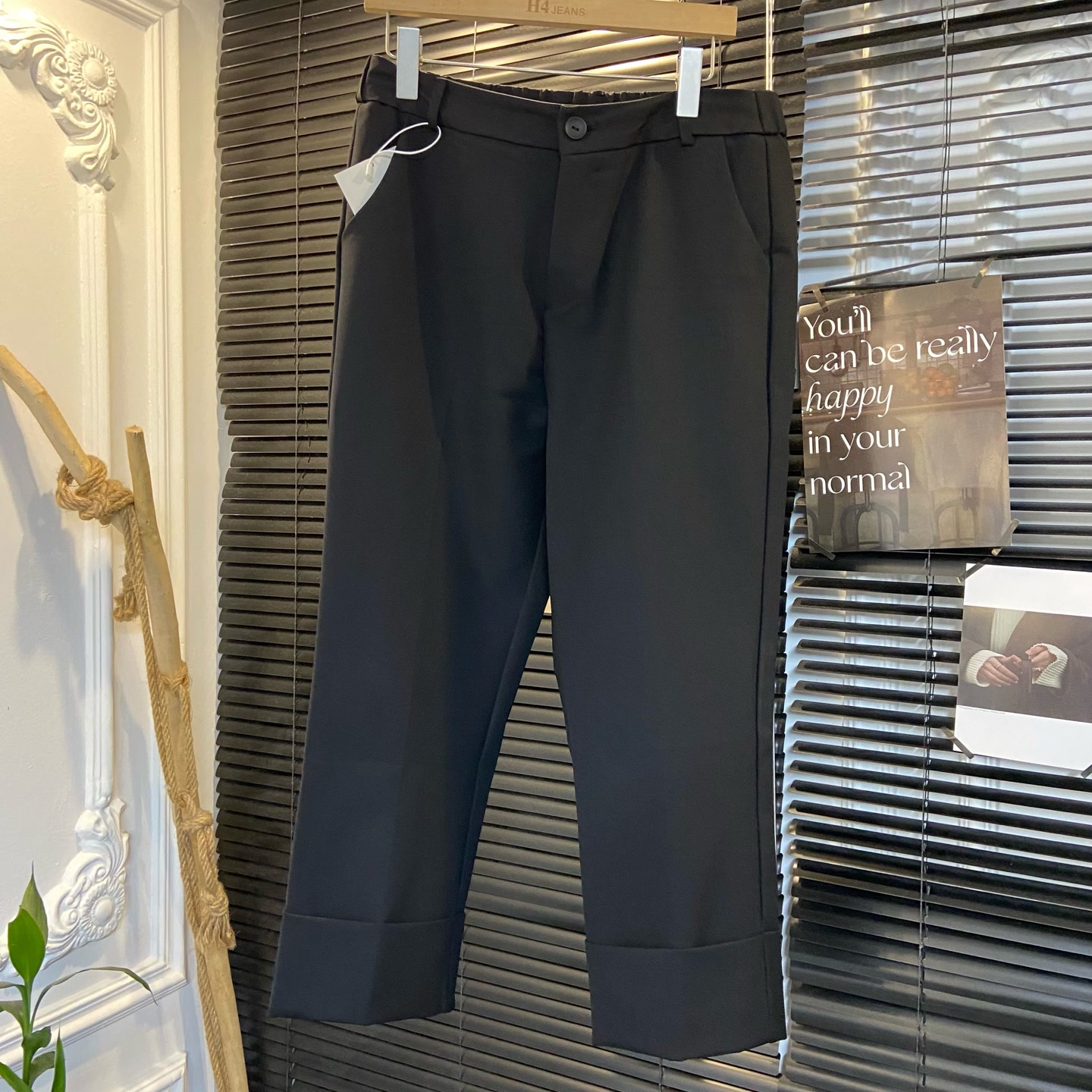 无品牌自制高腰挽边西装裤 （ 卡码拍小）