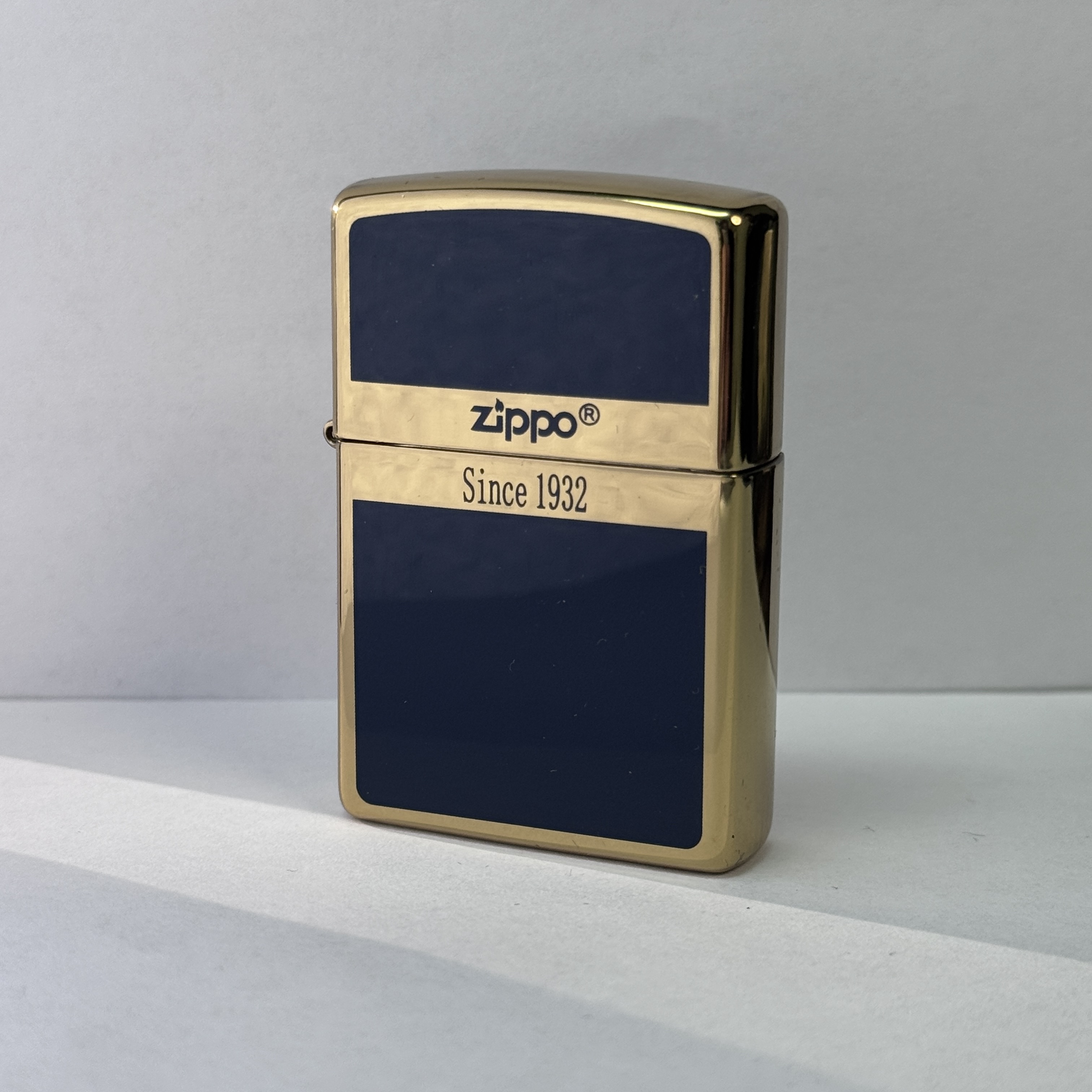 ZIPPO/之宝 常规双面珐琅标志蓝商标起源 防风 [N001]  DYJ1