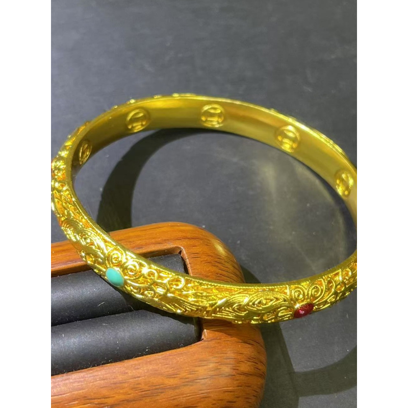   s1783黄色雕刻手镯多样性发货