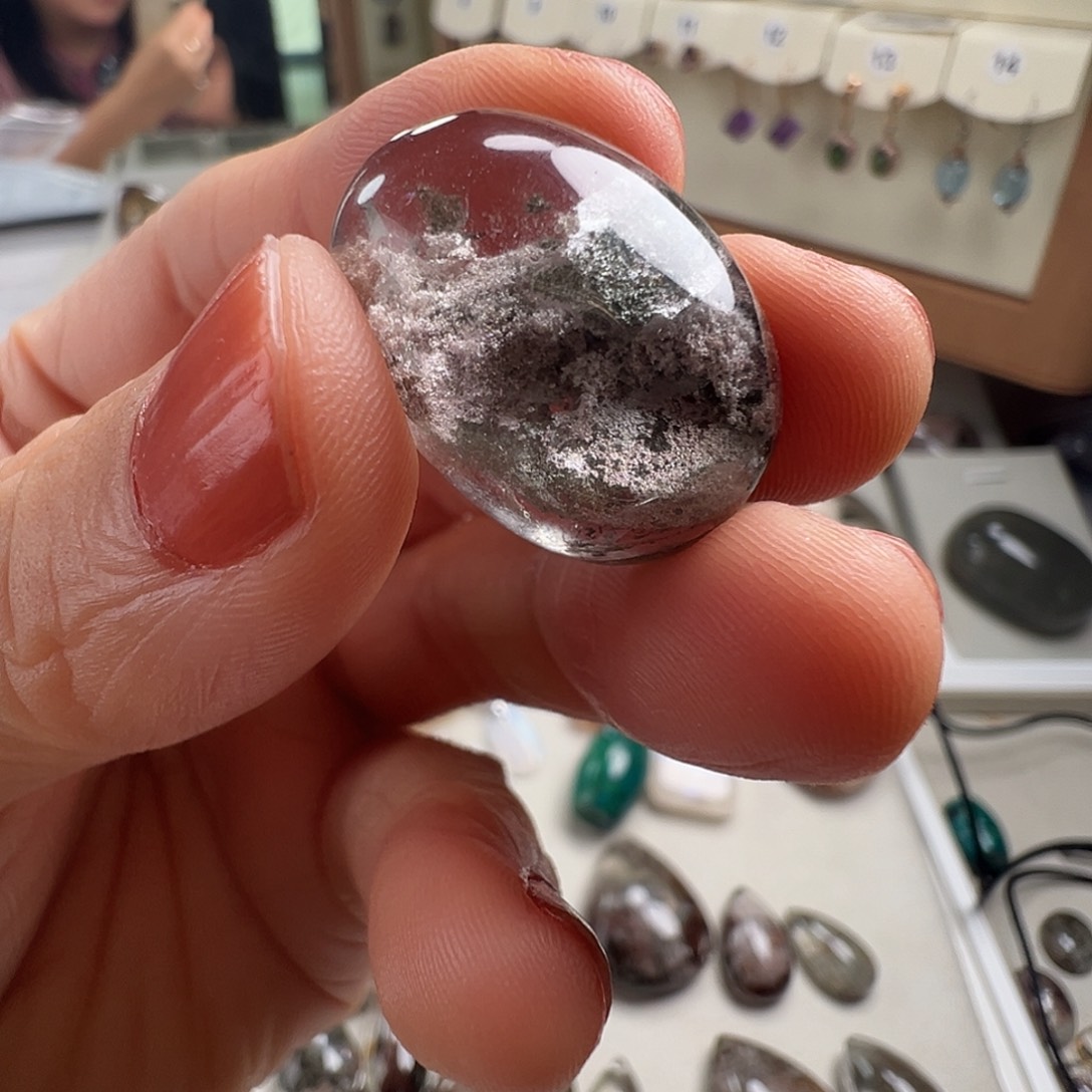 兰***师银S925镶嵌水晶颈饰天然幽灵水晶