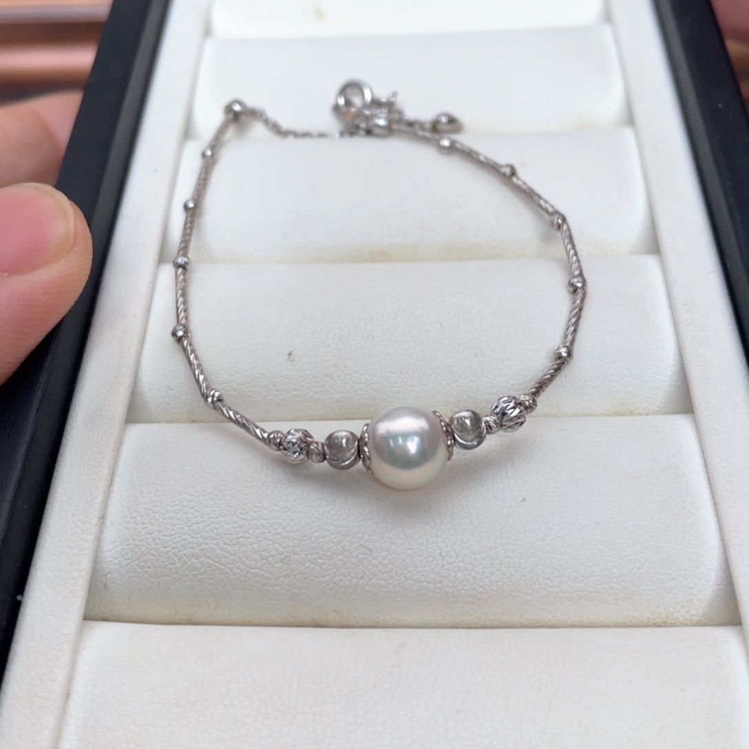 银S925镶嵌手绳海水珍珠