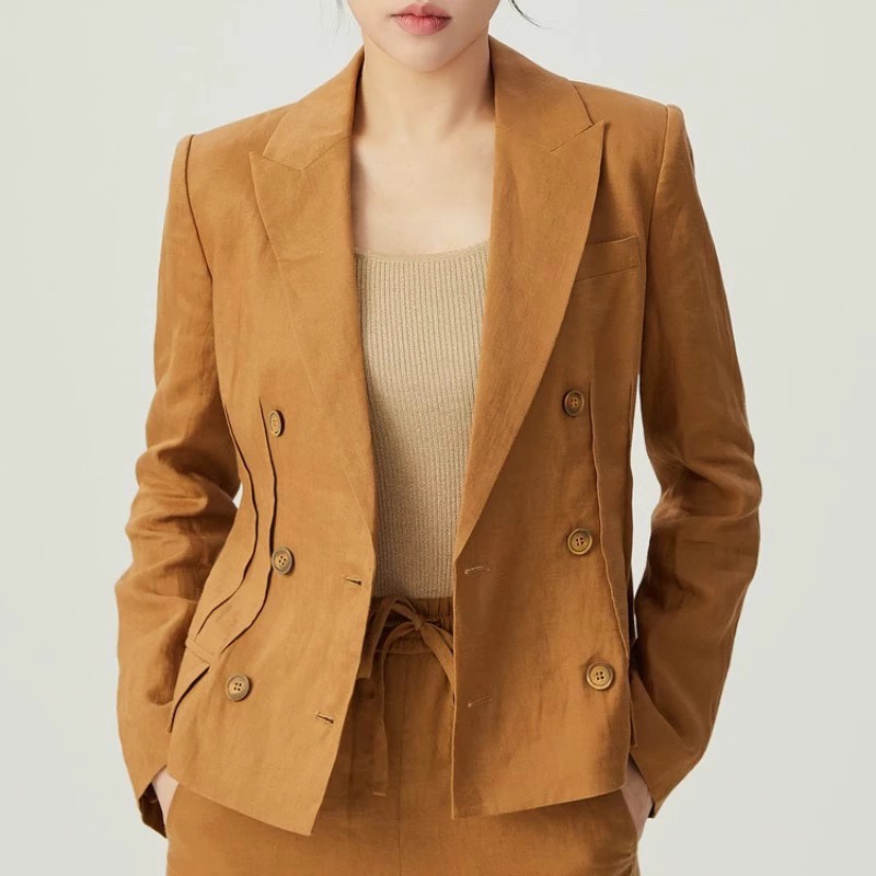 AMASS/阿玛施复古文艺休闲亚麻修身西装外套5400908